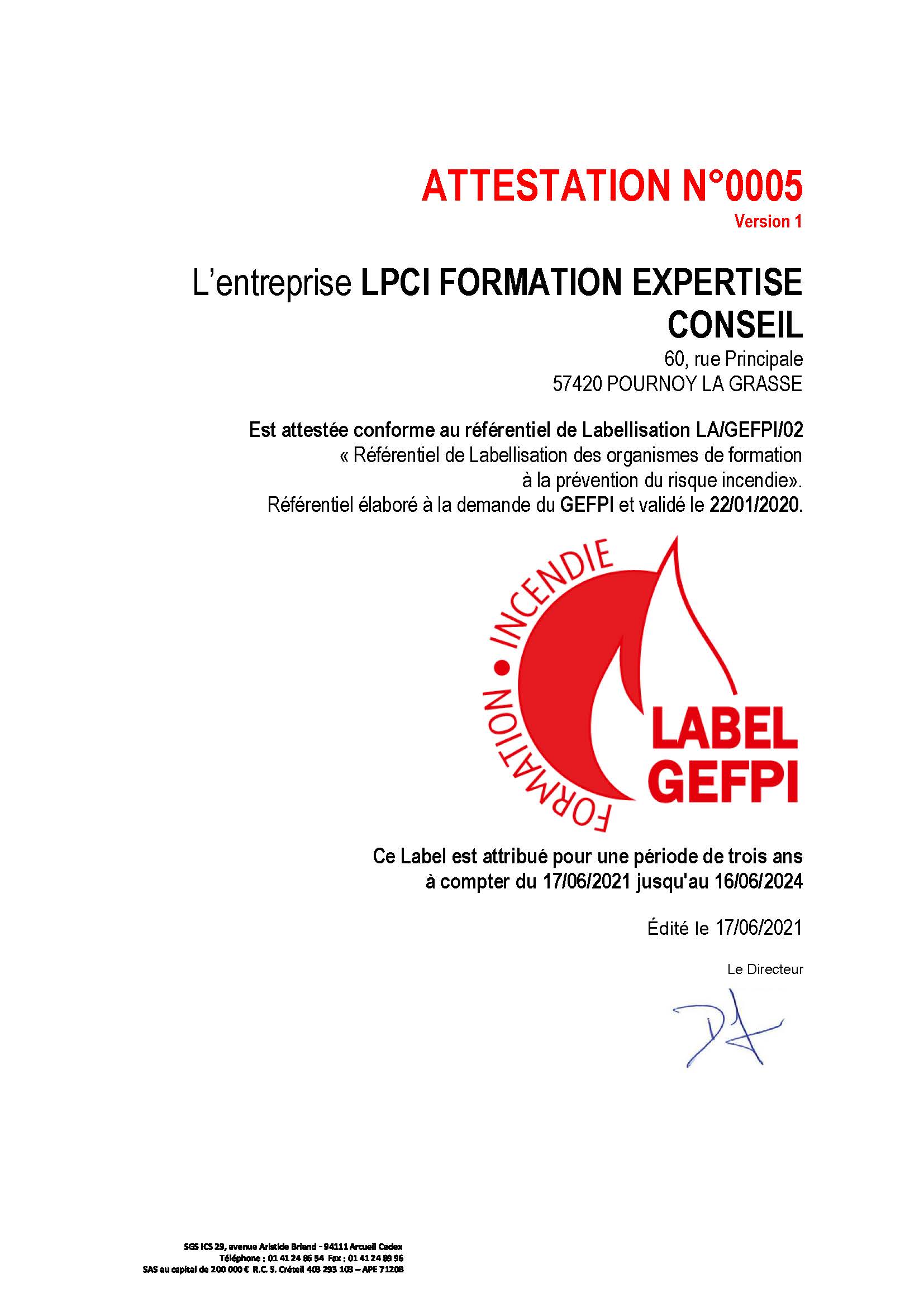 Attestation-GEFPI